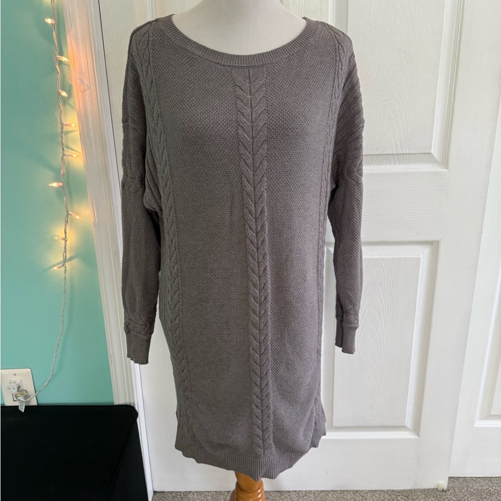 Gray Cable Knit Sweater Dress Large